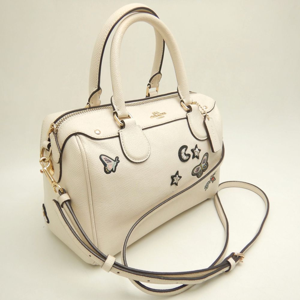 COACH コーチ 2WAY F25799 ミニボストンバッグ レザー アイボリー