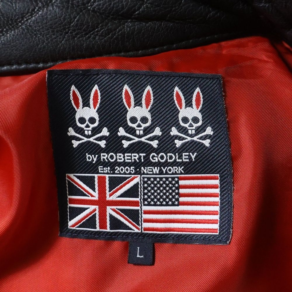 Psycho Bunny (サイコバニー) シングルライダース エンボスロゴレザー