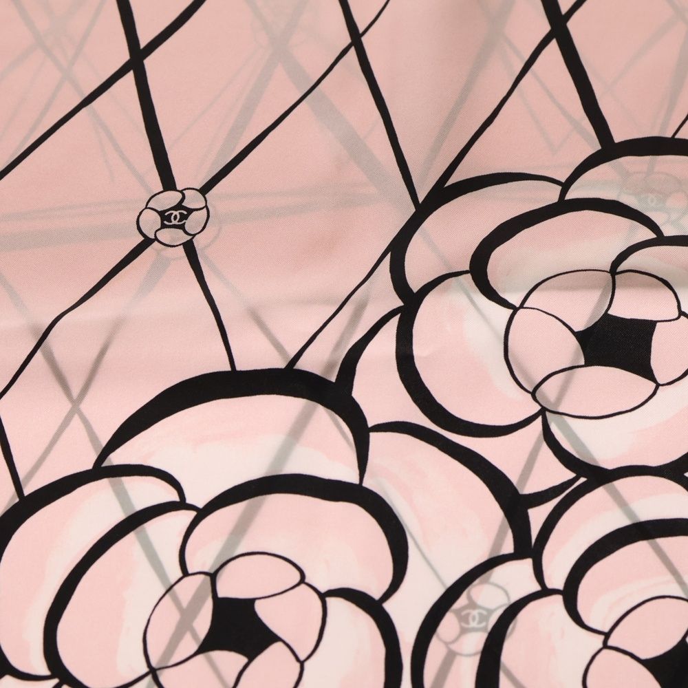 CHANEL (シャネル) カメリア スカーフ ピンク シルク - メルカリ