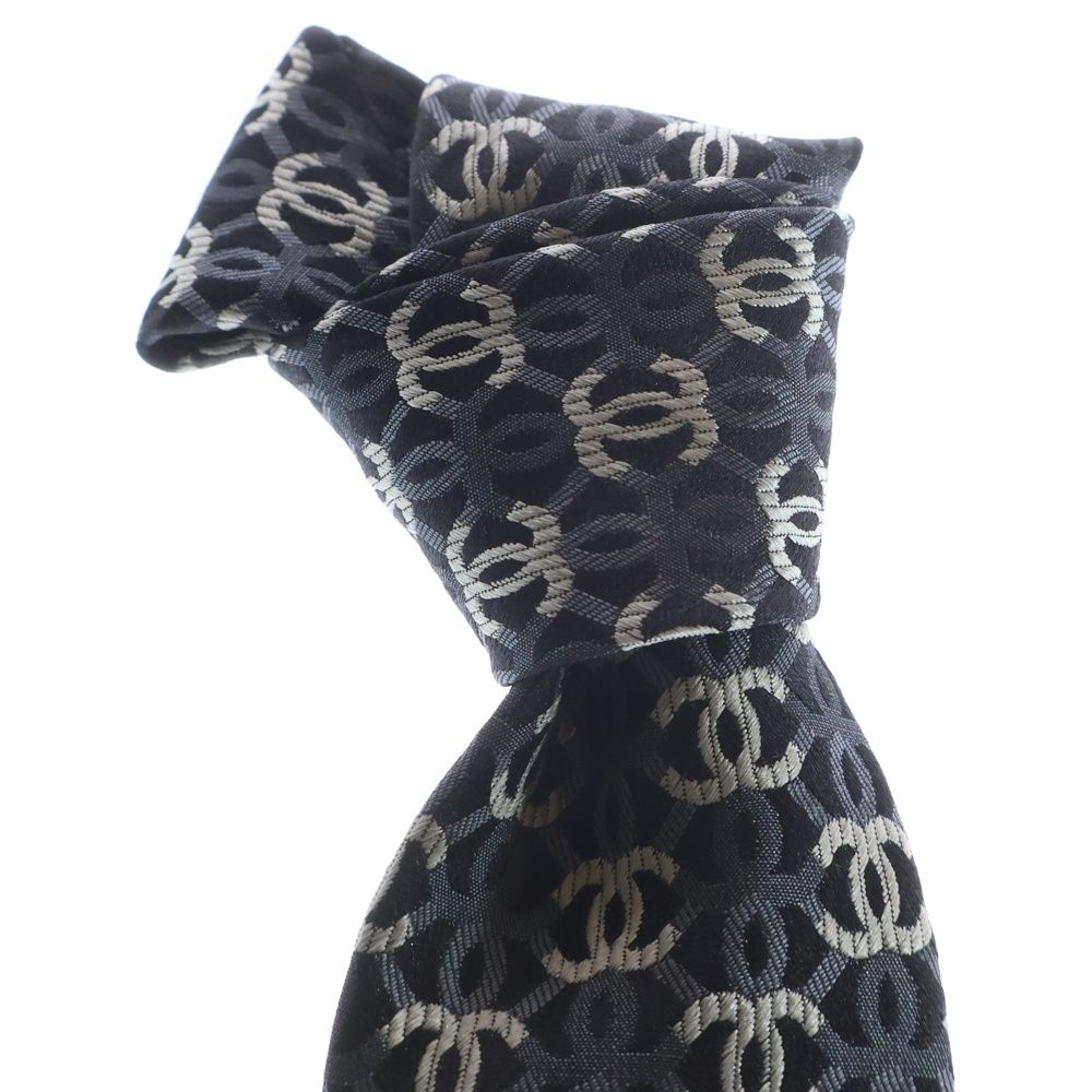 CHANEL (シャネル) ココマーク チェーン ネクタイ ブラックシルク