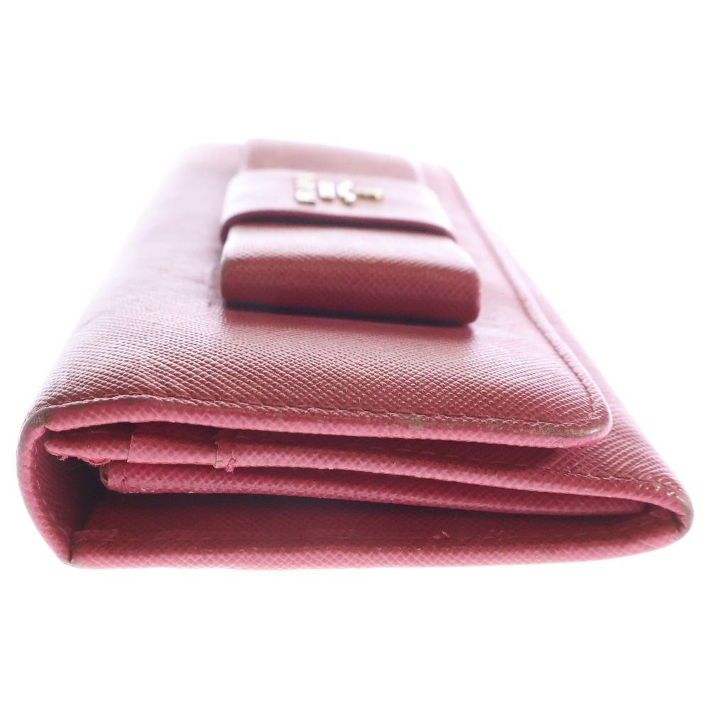 PRADA (プラダ) リボン 長財布 ロングウォレット 長財布 ピンク レザー