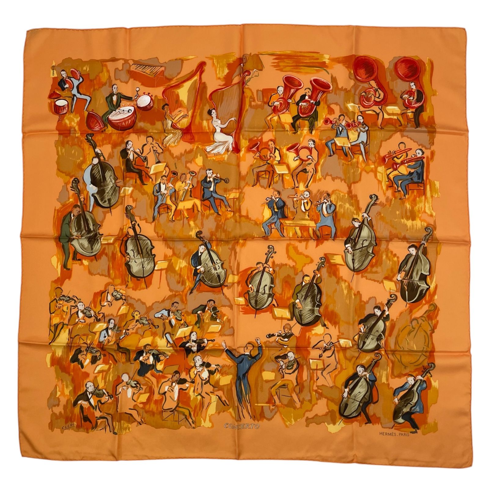 極美品 HERMES エルメス スカーフ シルク100% カレ90 CONCERTO 