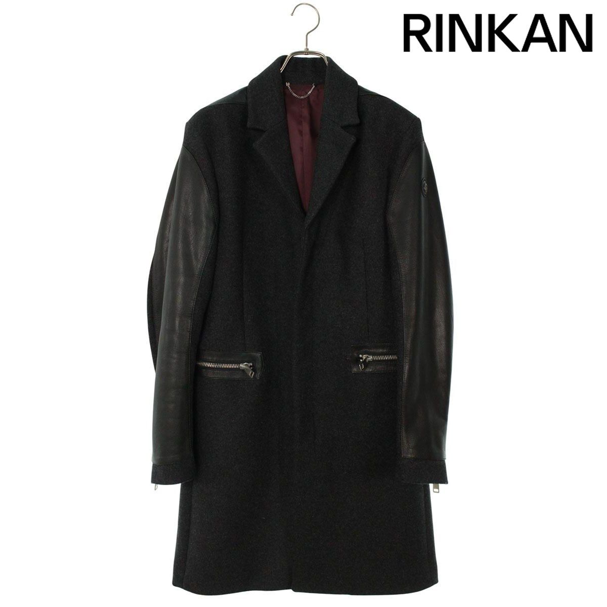 【美品】ディーゼル　チェスターコート　ブラック　ニット切替　レザー　ロング ディーゼル TR750018 レザー切り替えチェスターコート メンズ M - メルカリ