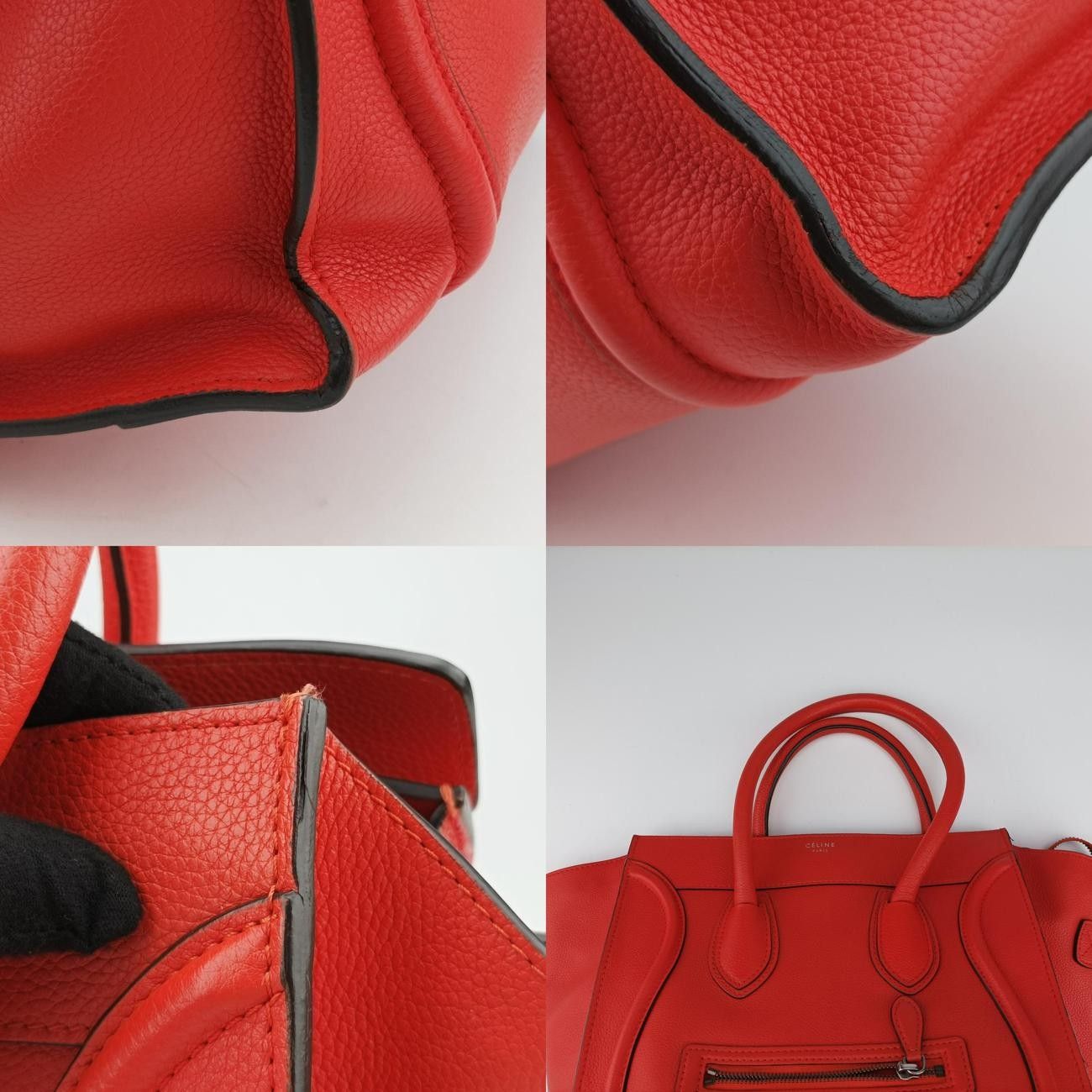 セリーヌCelineラゲージミニショッパー レッド レザー S-SA-0191 S-MM