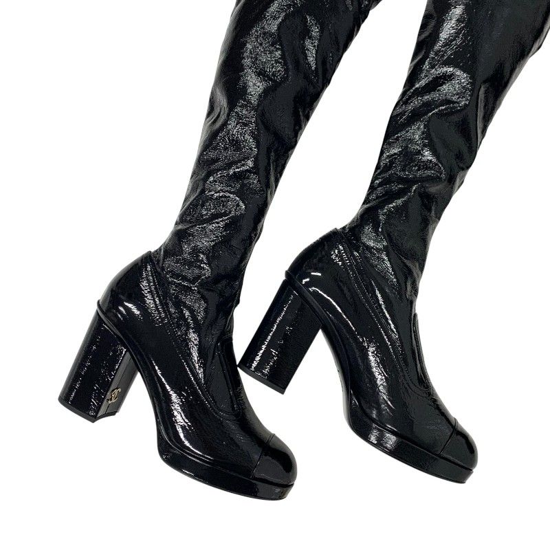 シャネル CHANEL ブーツ ロングブーツ 靴 シューズ パテントレザー