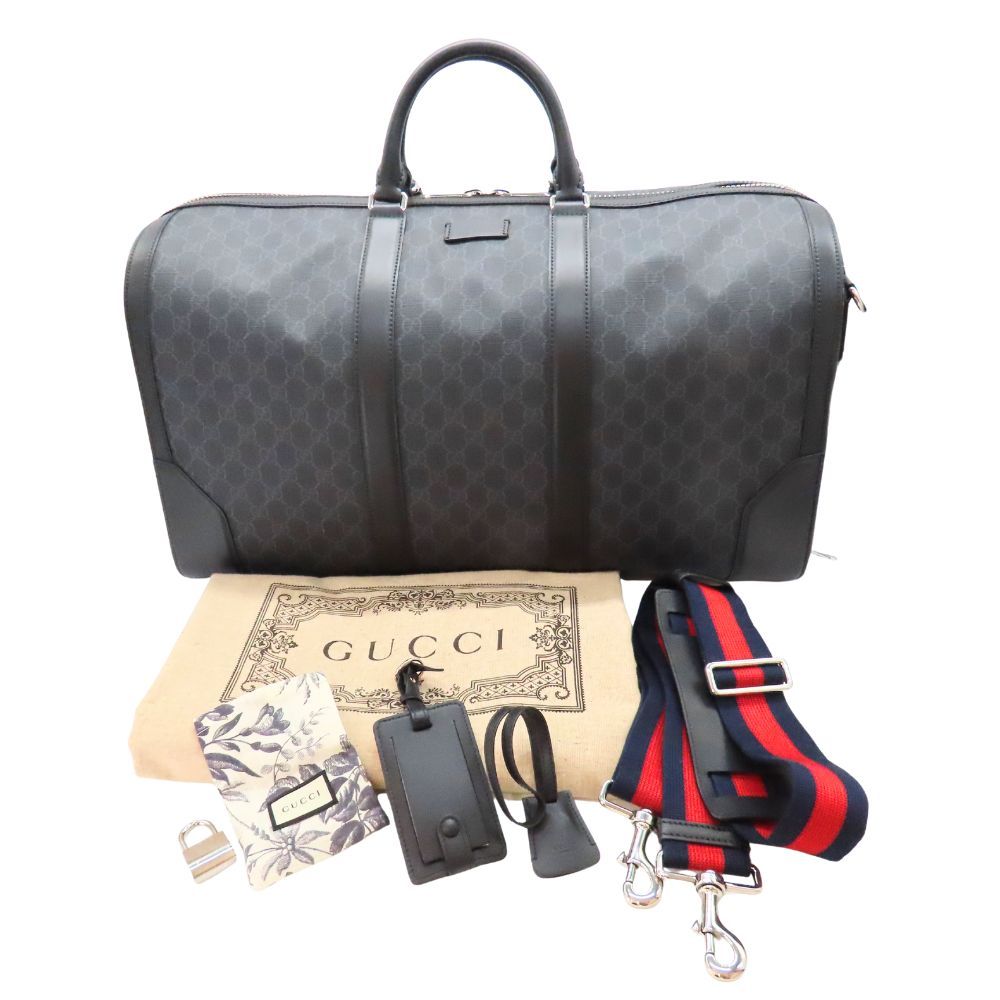 中古】GUCCI グッチ 478323 ボストンバッグ ブラック レザー GG