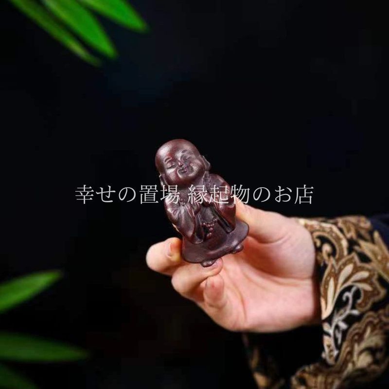 小沙弥 小僧 僧侶 置物 オブジェ 風水 茶寵 紫砂 茶玩 茶道具 茶席 茶