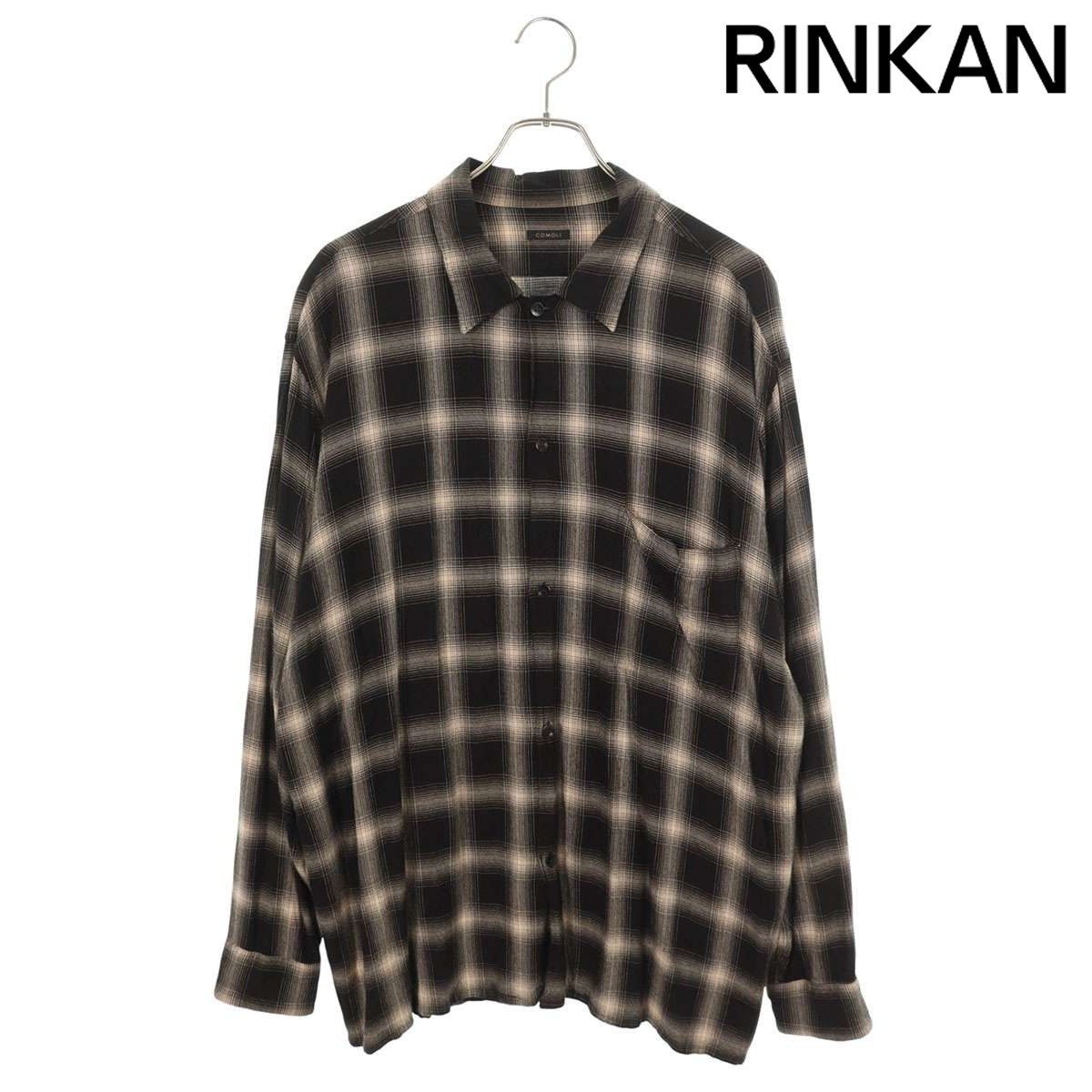 コモリ 23SS X01-02008 レーヨンオンブレチェック長袖シャツ メンズ 4