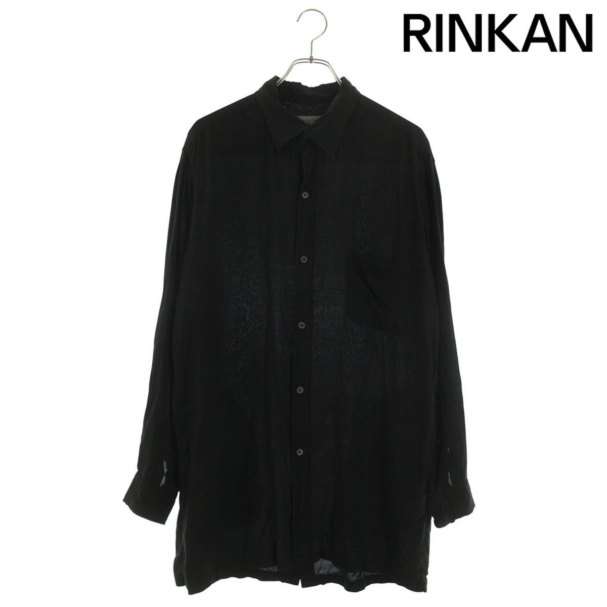 極美品　ヨウジヤマモト　プールオム　23年モデル　長袖　シャツ　黒　ブラック　3 ヨウジヤマモトプールオム HD-B07-200 フロントバックボタンテンセル