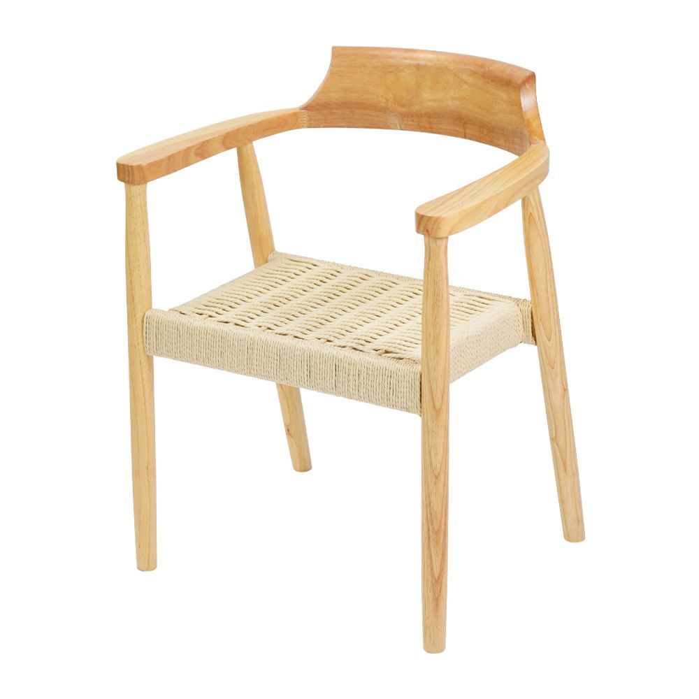 ダイニングチェア 天然木 ラバー 1脚 食卓椅子 北欧 家具 モダン ペーパーコード 肘付き ローバック 完成品 椅子 リビング インテリア チェア イス 木製 無垢 dchd9 (1， ペーパーコード×ナチュラル(ホワイトpc)， ラバーウッド)
