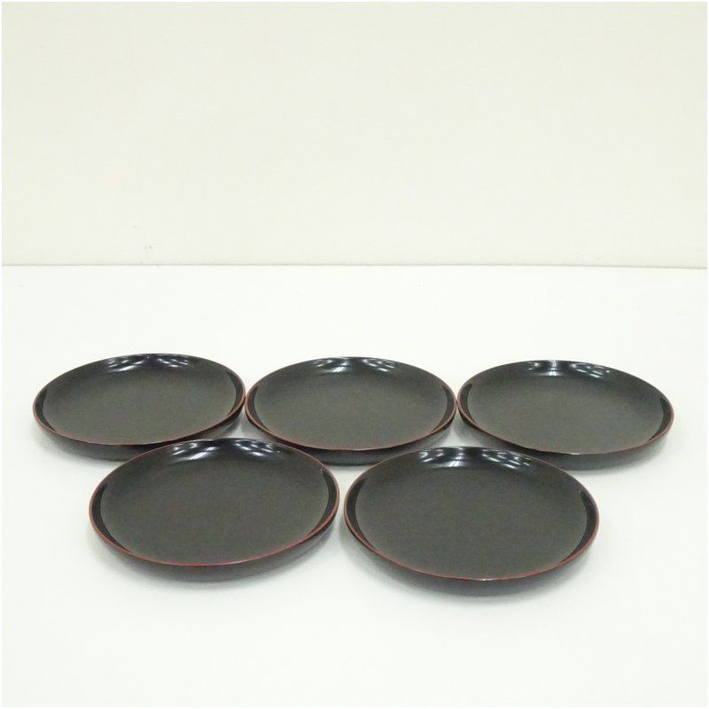 能作造 輪島塗銘々皿5客（共箱） 茶器 菓子器 おしゃれ 和菓子 干菓子