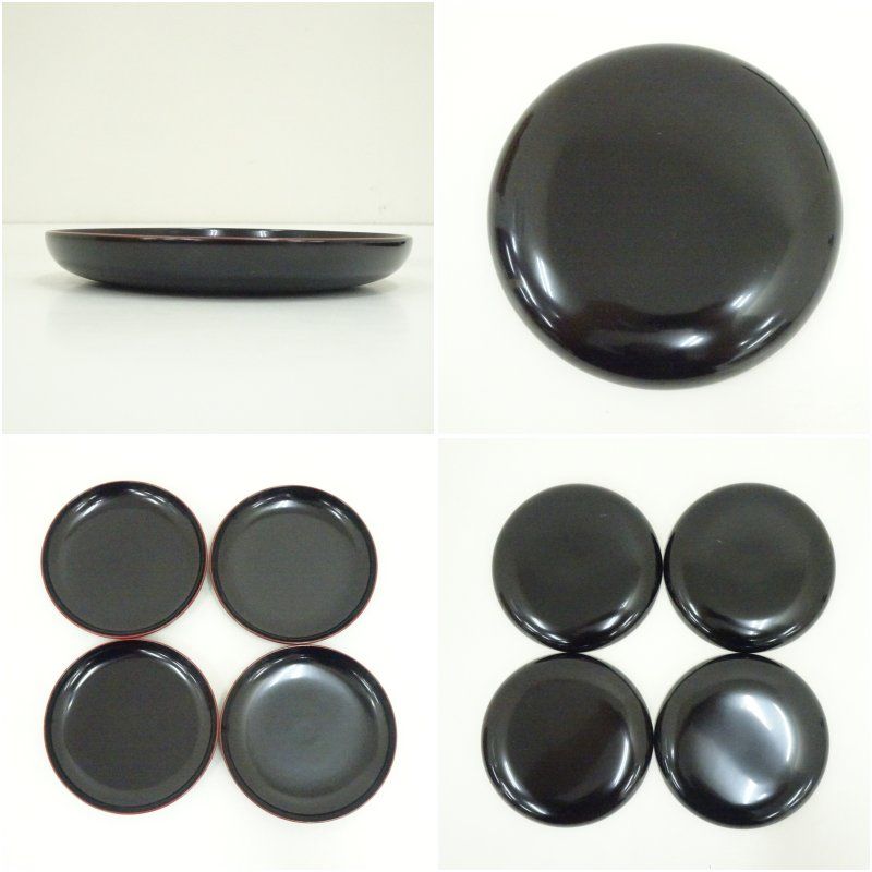 能作造 輪島塗銘々皿5客（共箱） 茶器 菓子器 おしゃれ 和菓子 干菓子