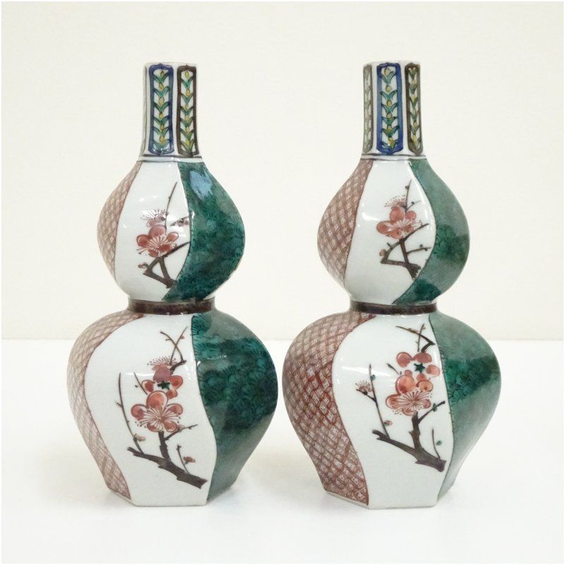 九谷焼 美山富造 色絵花鳥文徳利一対（共箱） 酒器 おしゃれ かわいい