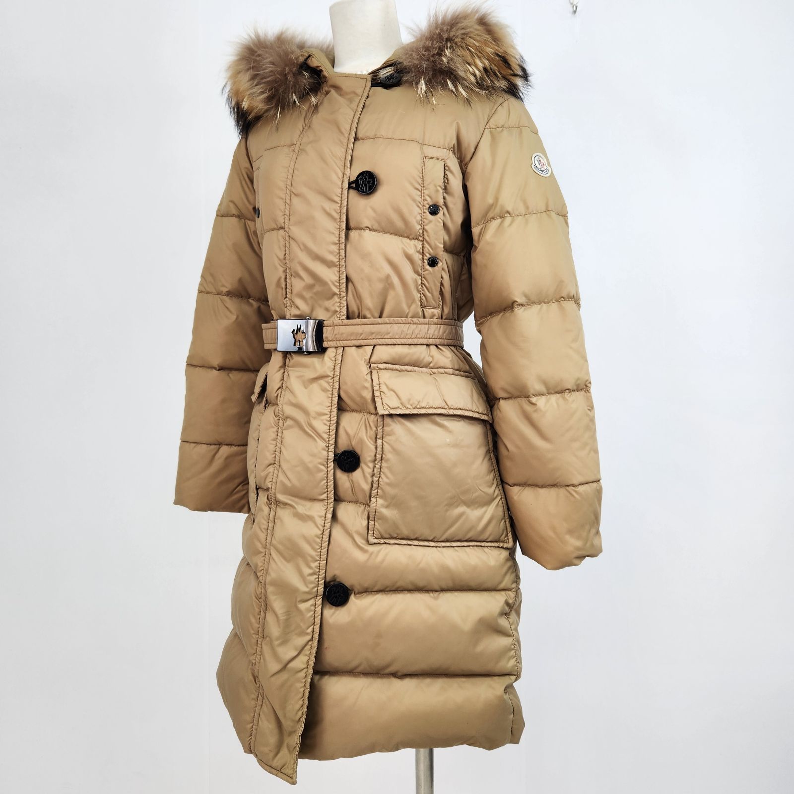 モンクレール ダウンコート MELINA キャメル 2way ファー付き ロング丈