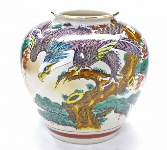 九谷焼 花瓶 松鷹 - メルカリ