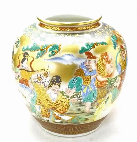 九谷焼 花瓶 本金七福神青粒 10号 - メルカリ