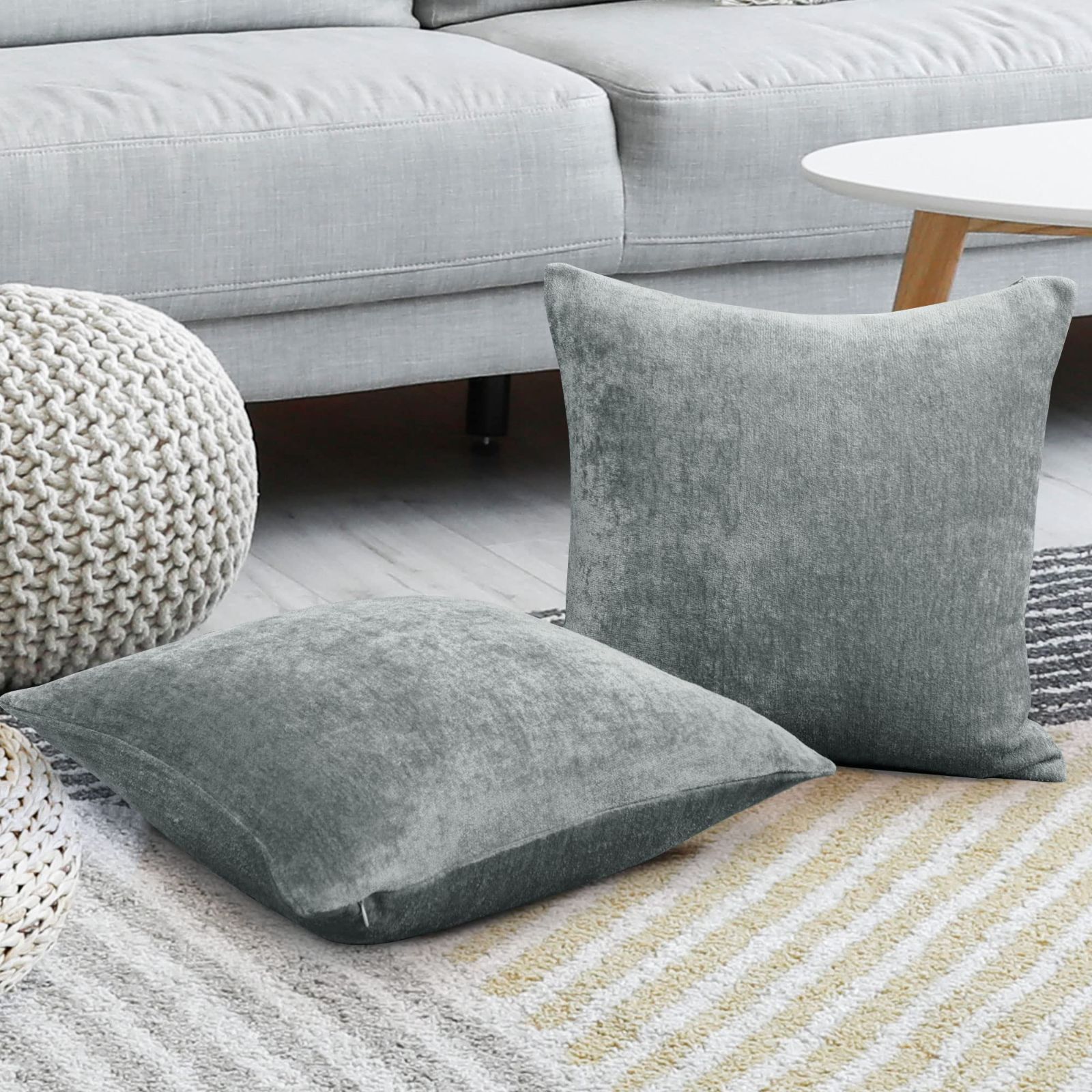 PiccoCasa クッションカバー シェニール 2枚セット 撥水 北欧 おしゃれ