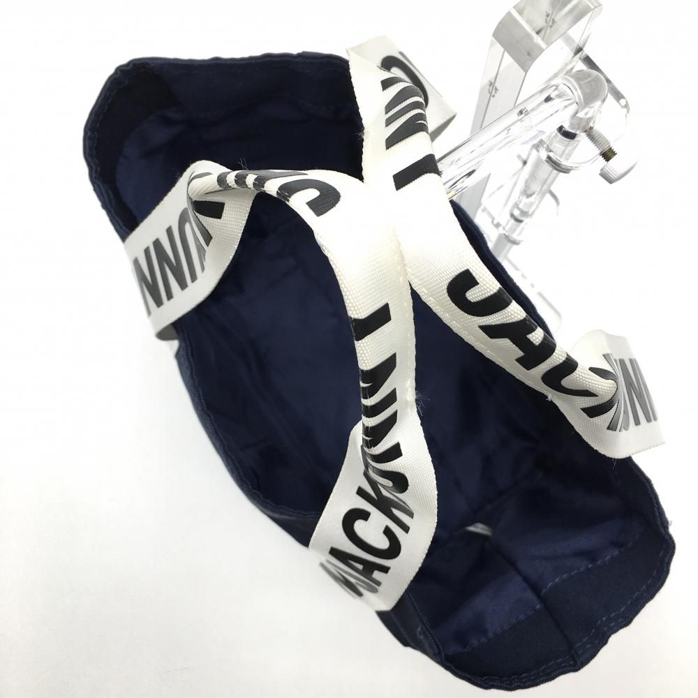 美品】ジャックバニー カートバッグ ネイビー×白 内外ポケット ロゴ