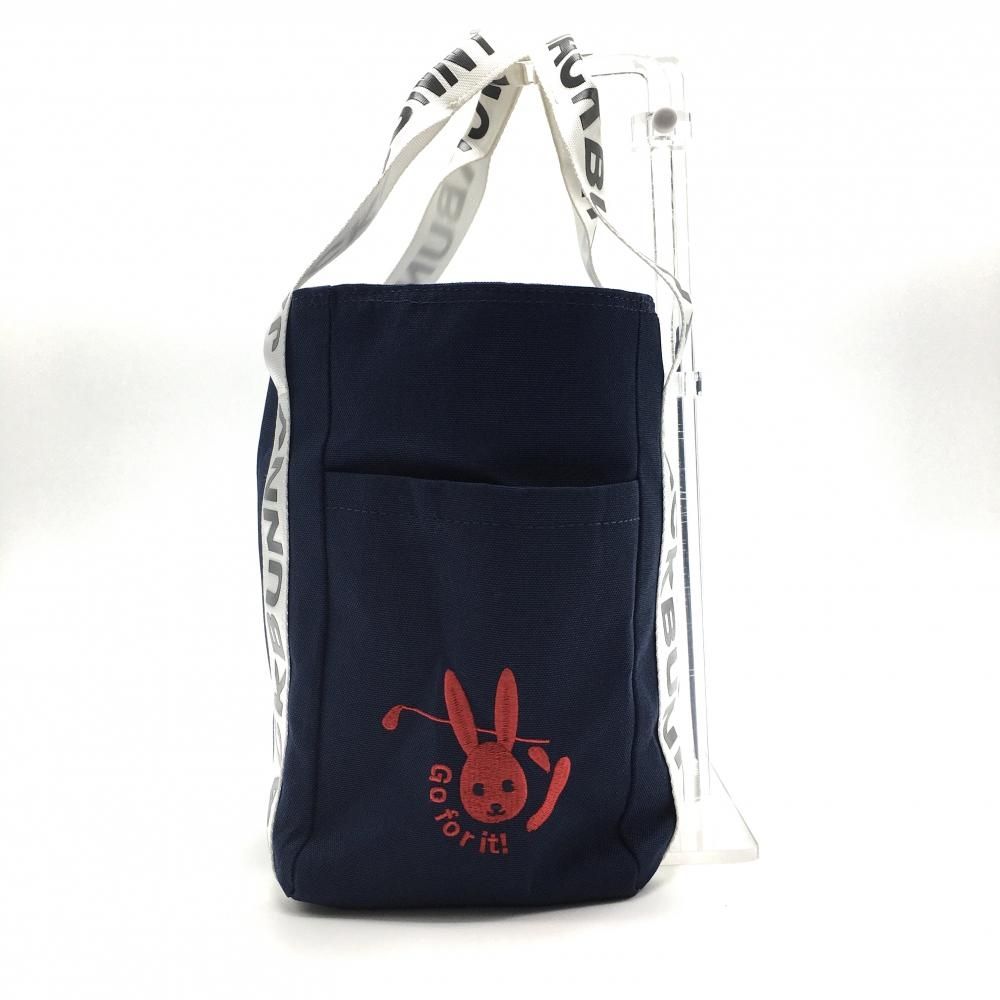 美品】ジャックバニー カートバッグ ネイビー×白 内外ポケット ロゴ