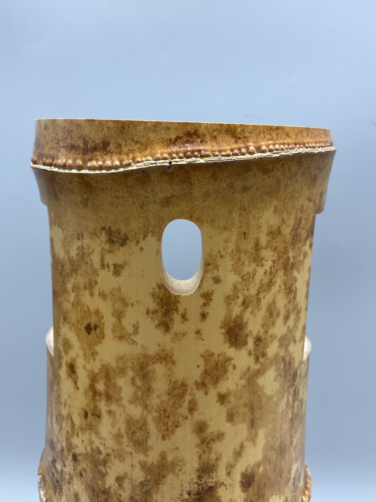 K 一重切竹花入 三玄院 長谷川大眞和尚 宗林作 銘「翠風」 竹花入