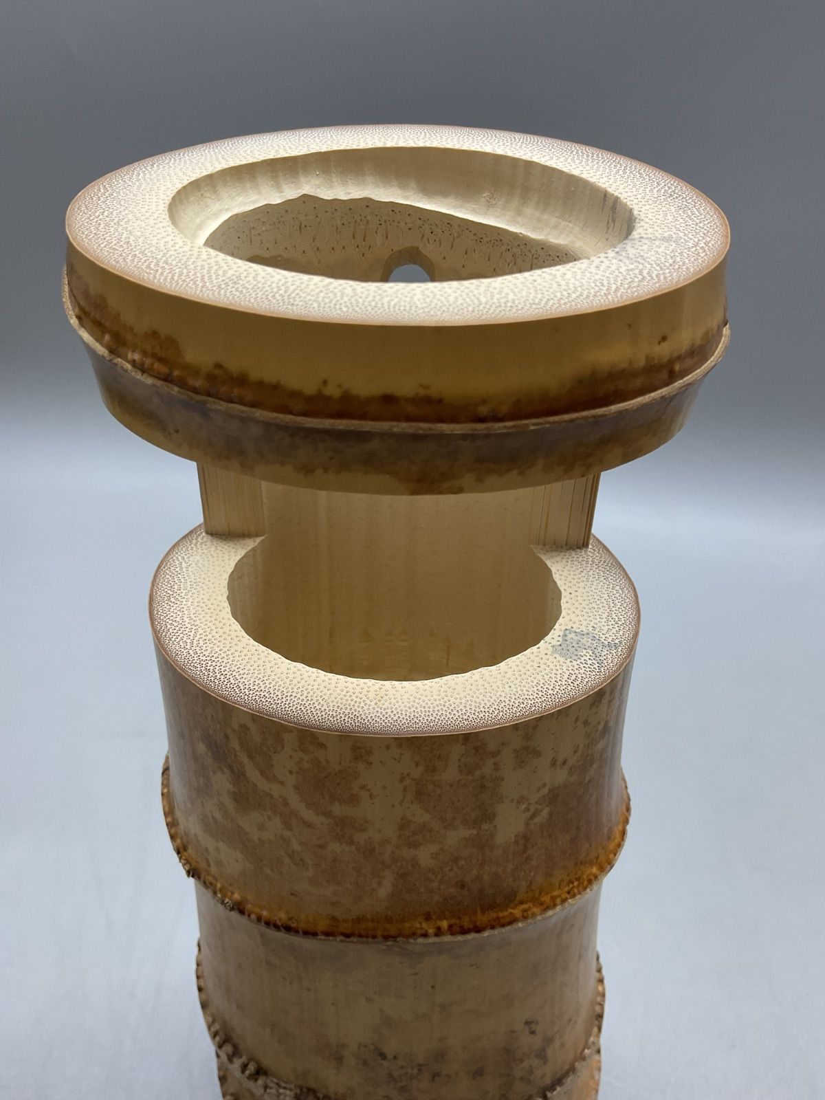 K 一重切竹花入 三玄院 長谷川大眞和尚 宗林作 銘「翠風」 竹花入