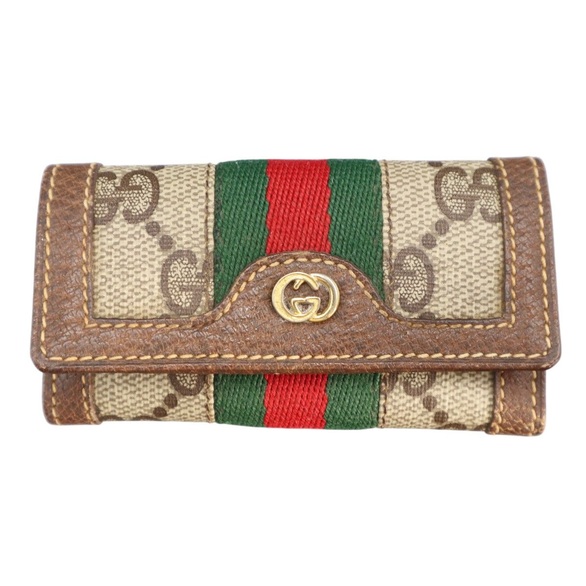 GUCCI オールドグッチ GGスプリーム シェリーライン PVC/レザー 4連