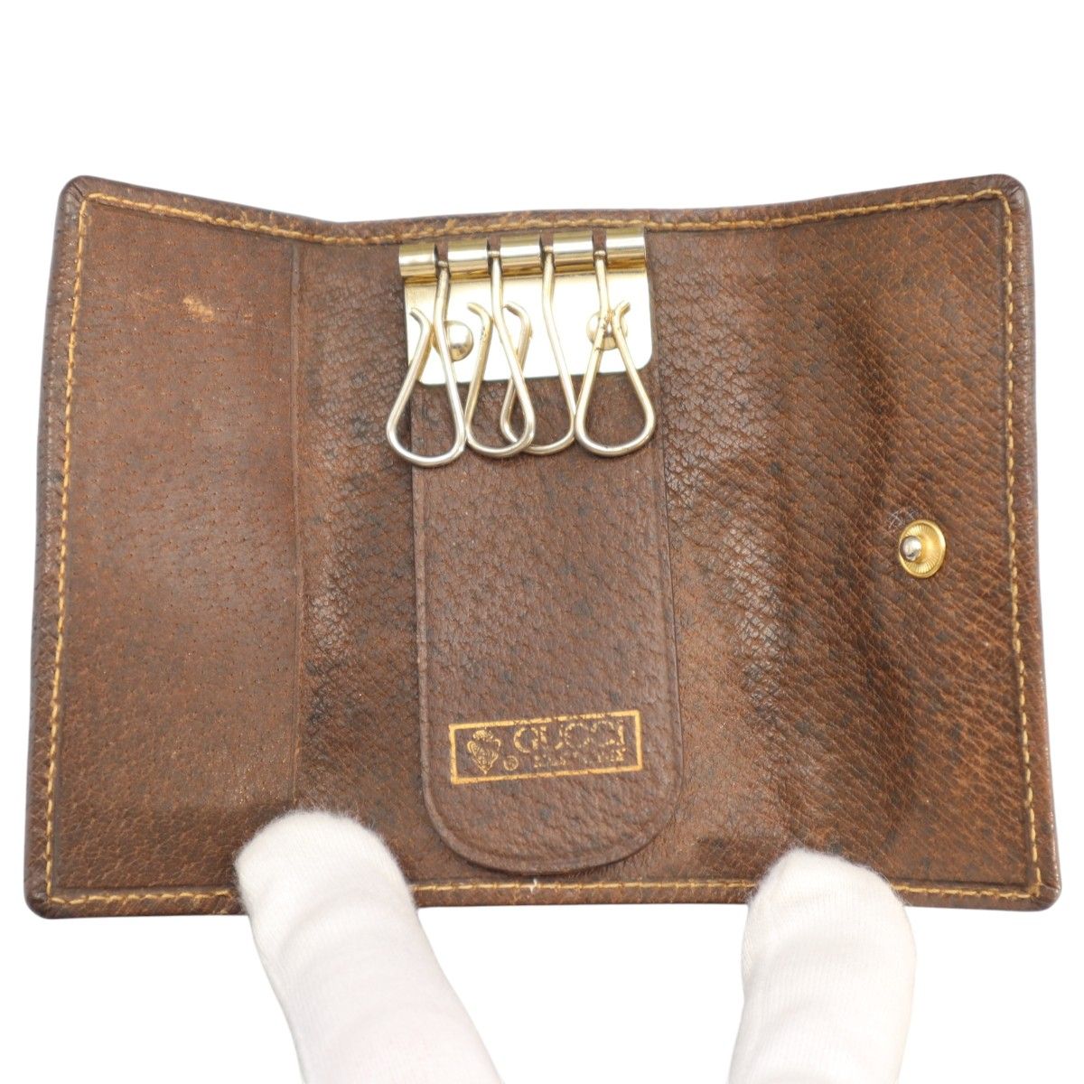 GUCCI オールドグッチ GGスプリーム シェリーライン PVC/レザー 4連