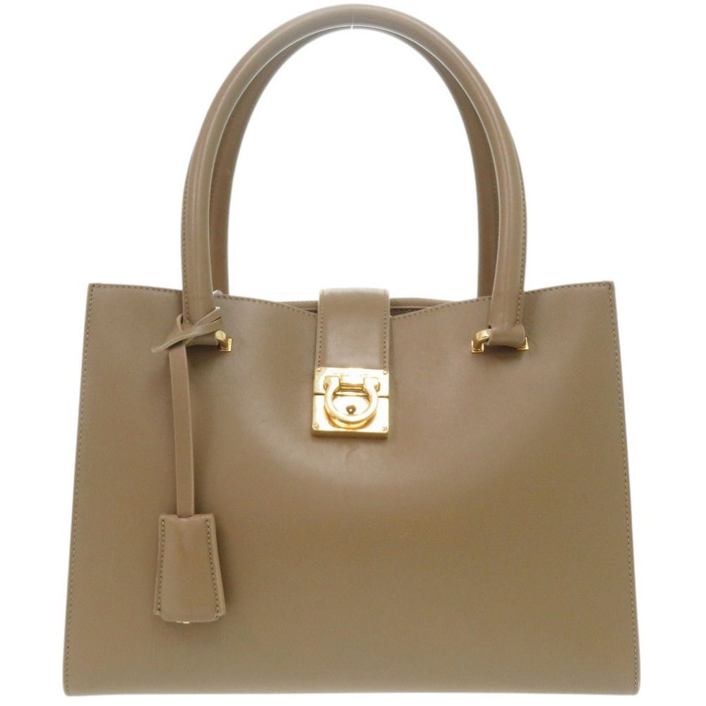 サルヴァトーレフェラガモ ガンチーニ レザー ブラウン ハンドバッグ