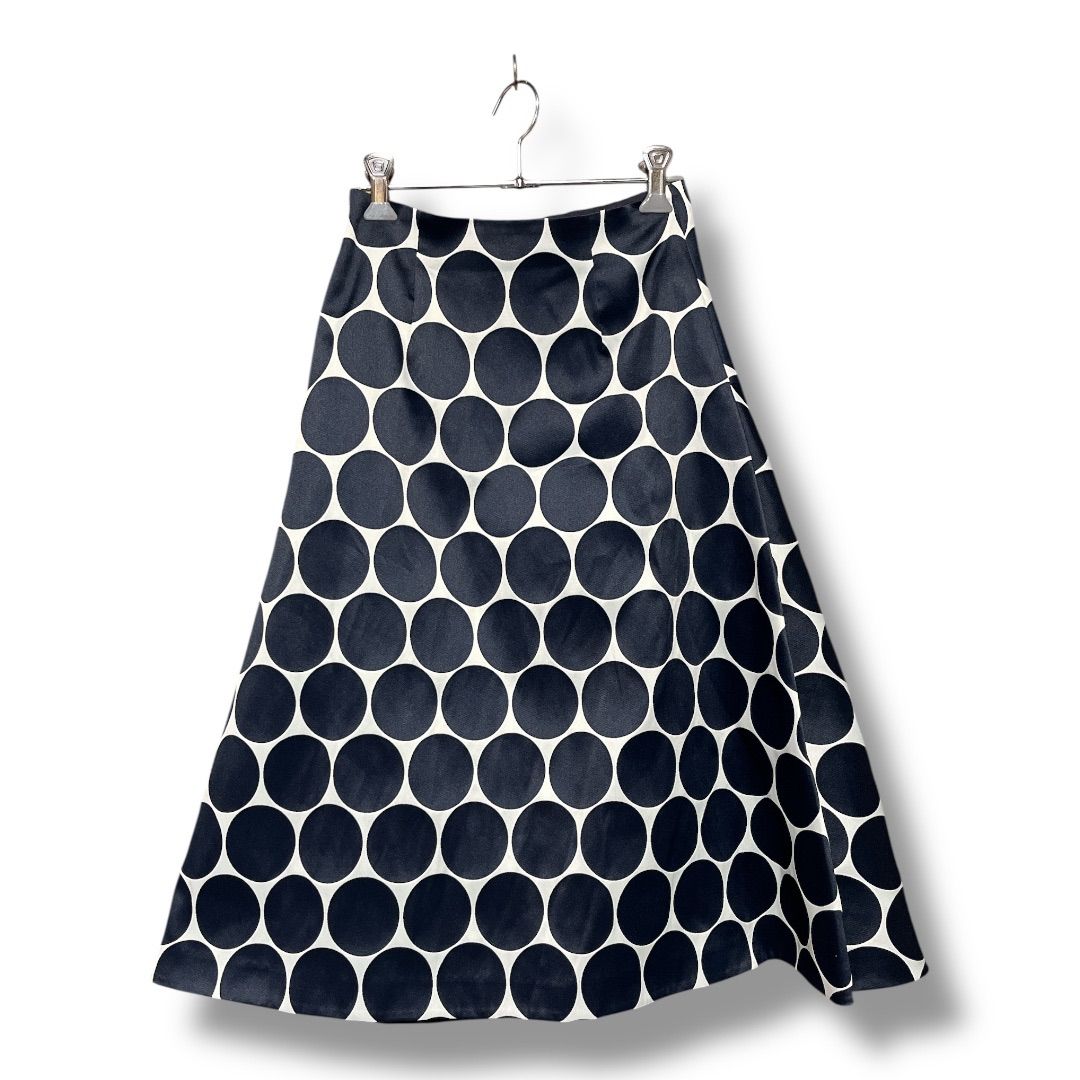 ANAYI アナイ ビッグドット ジャガードフレアスカート 日本製 ミモレ丈