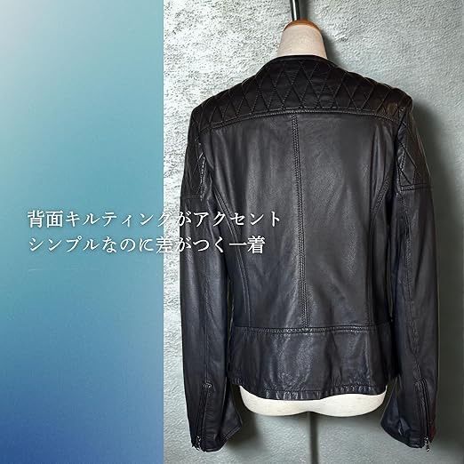 レザージャケット レディース キルティング ブラック ショート きれい