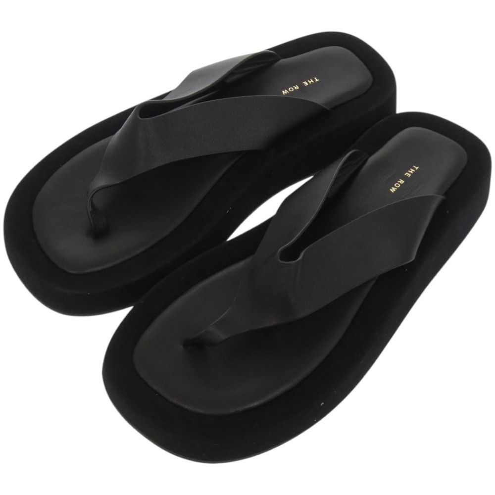 美品 ザ ロウ GINZA カーフ スウェード ブラック 黒 サンダル 1549 THE