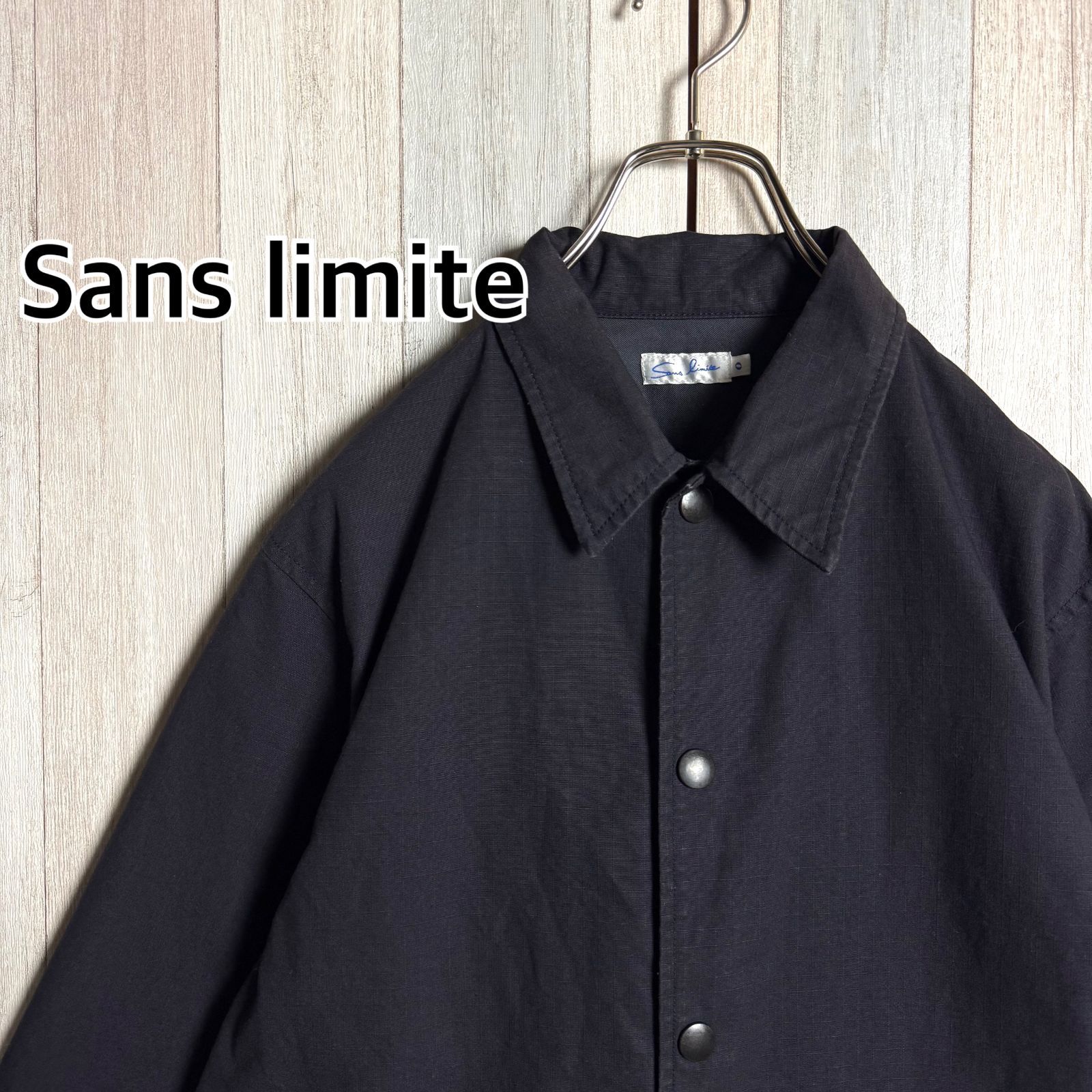 日本製 Sans limite サンリミット スナップジャケット コーチジャケット リップストップ コットン ネイビー 0
