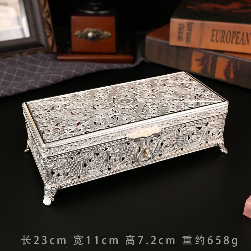 新品未使用 欧風金属四角型ジュエリーボックス 家庭用宝石箱 高級誕生