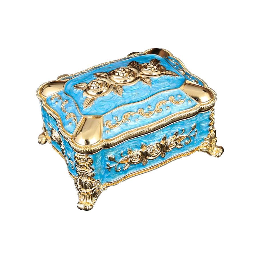 新品未使用 欧風金属製七宝焼バラ柄ジュエリーボックス 指輪