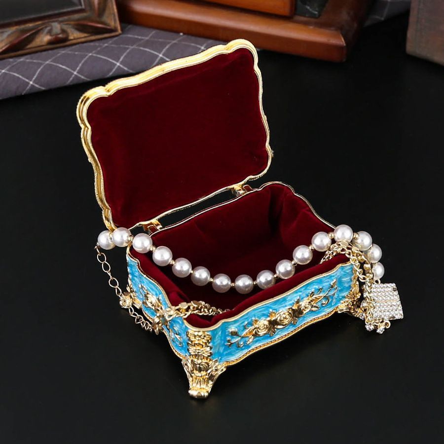 新品未使用 欧風金属製七宝焼バラ柄ジュエリーボックス 指輪