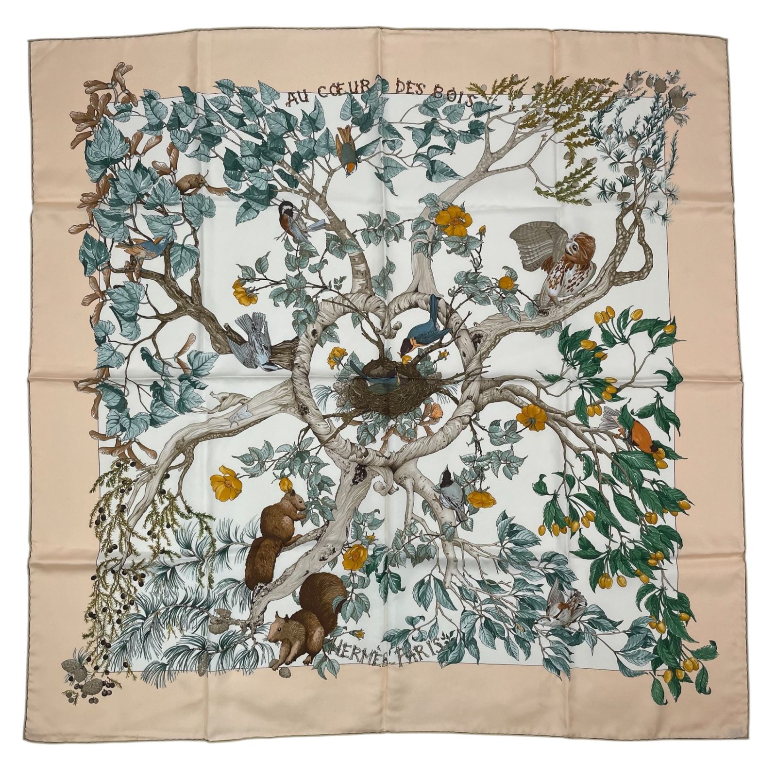 極美品 HERMES エルメス スカーフ シルク100％ カレ90 AU COEUR DES