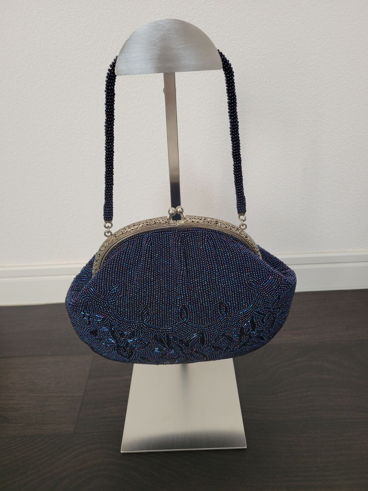 総ビーズバッグ 昭和レトロ がま口 手提げ パーティー クラッチバッグ