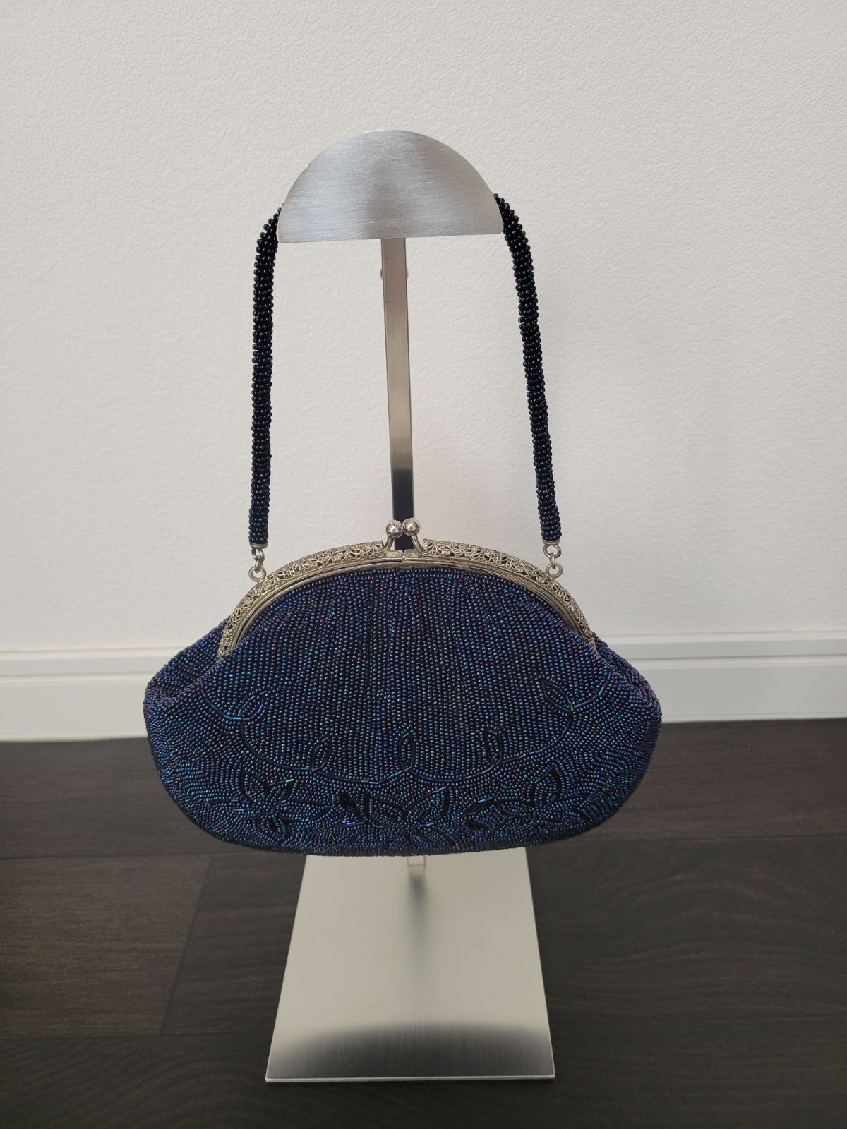 総ビーズバッグ 昭和レトロ がま口 手提げ パーティー クラッチバッグ