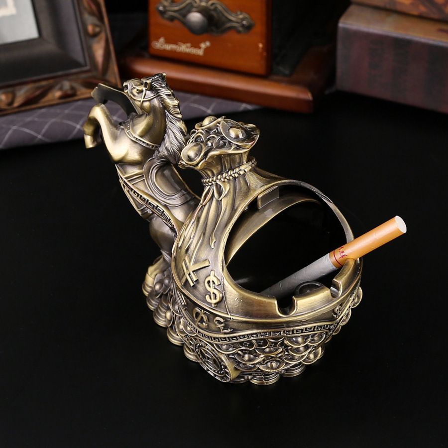 銅細工 カバの灰皿 装飾品 工芸品 美術品 置物 新品未使用 卓上灰皿 合金製金属工芸品 来客用装飾品 十二支動物型