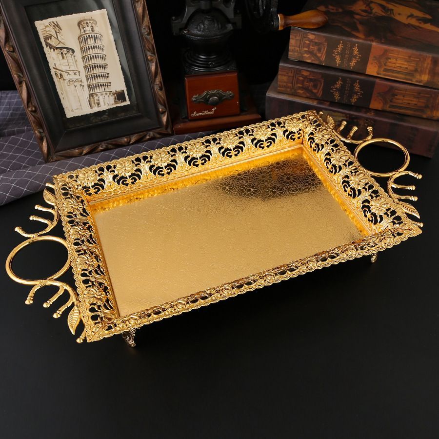 新品未使用 欧風金属製高級トレイ インテリア来客用 / コーヒー