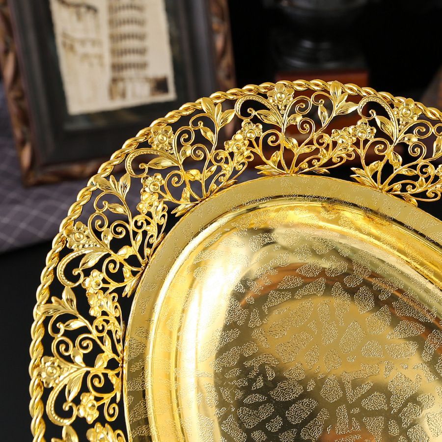 新品未使用 高級花柄欧風黄金色フルーツボウル ドライフルーツ用高級