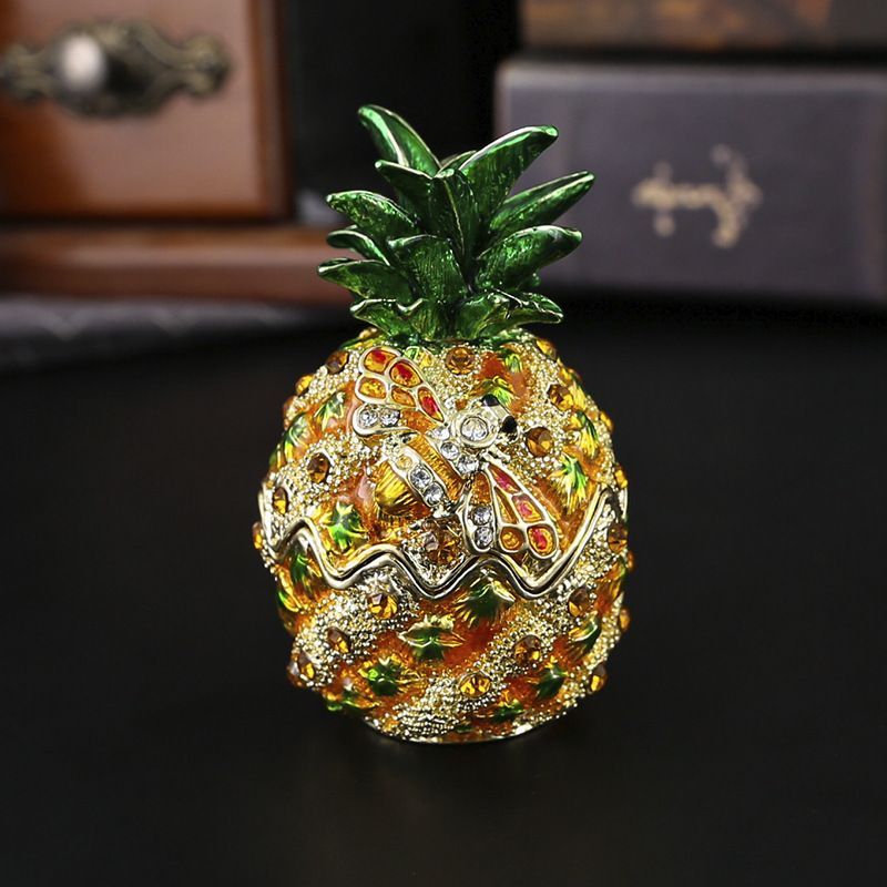 新品未使用 小サイズパイナップル柄ジュエリーボックス 金属工芸品