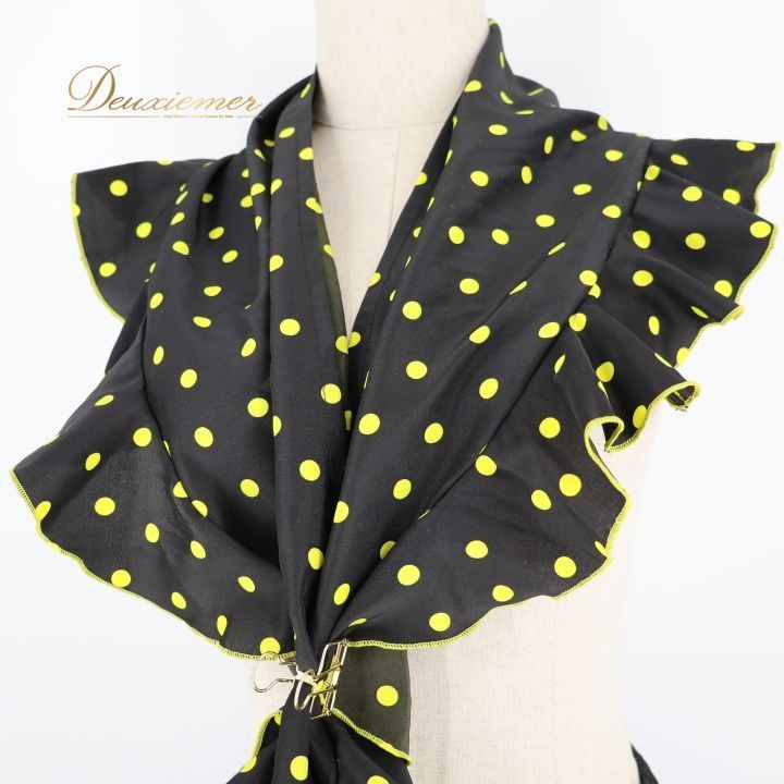 フラメンコ 衣装 ファルダ スカート ブラック系 水玉 ドット柄 黒 黄