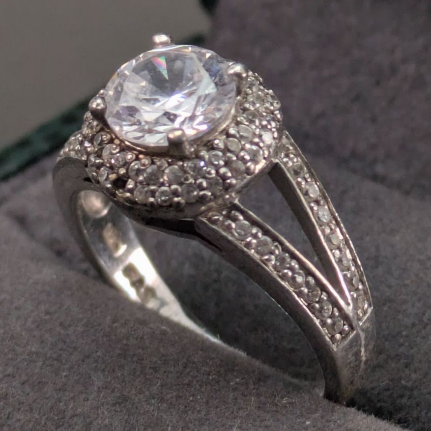 スターリングシルバー ホワイトストーン リング 14号 上品 きらめき