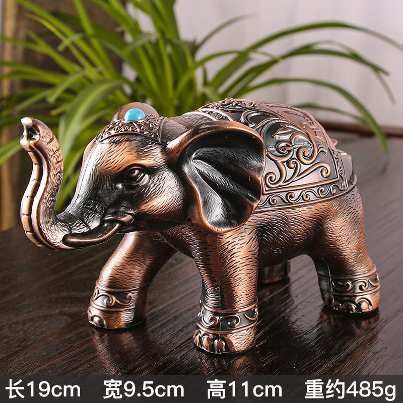 新品未使用 アンティーク象柄灰皿 個性的トレンドデザイン 蓋付き埃