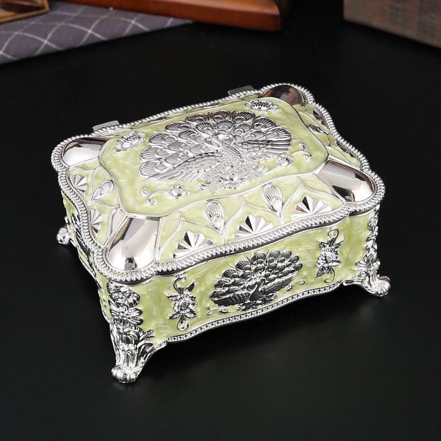 新品未使用 新作大サイズ孔雀柄ジュエリーボックス 欧風金属製宝石箱