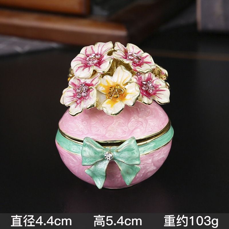 新品未使用 精巧花瓶型ジュエリーボックス 金属製七宝焼インテリア 花