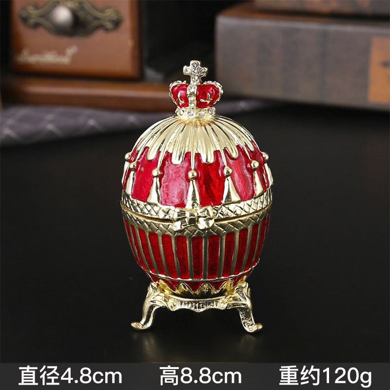 新品未使用 卵型ジュエリーボックス 金属製七宝焼ケース 埃防止 家庭用