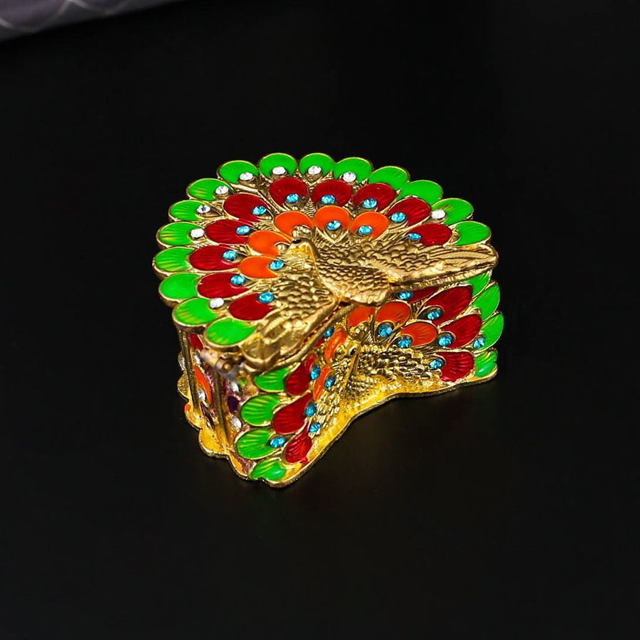 新品未使用 孔雀型ジュエリーボックス ロシアンアンティーク孔雀屏風型