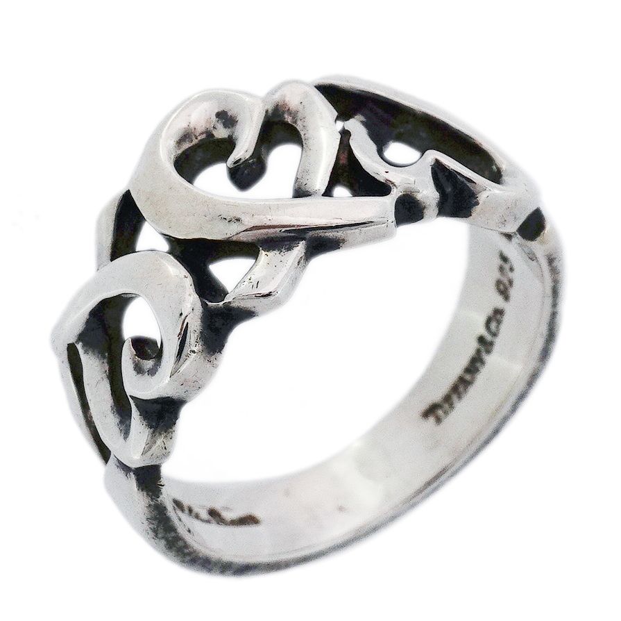 6jab0539-k】ティファニー リング トリプルラビングハート シルバー925